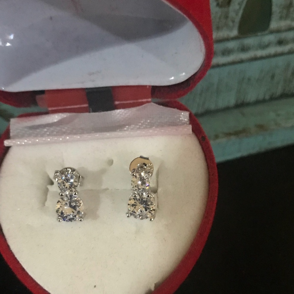 Sterling silver crystal/ rhinestone earrings